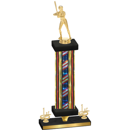 Premium Single Flag USA First Place Softball Trophy