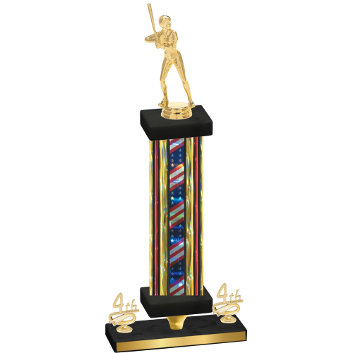 Premium Single Flag USA Fourth Place Softball Trophy