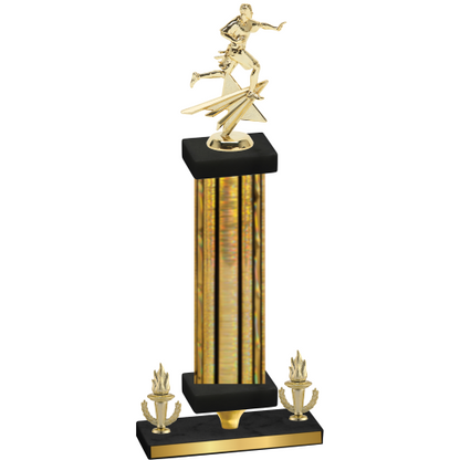 Premium Single Gold Glacier Victory Flag Football Trophy