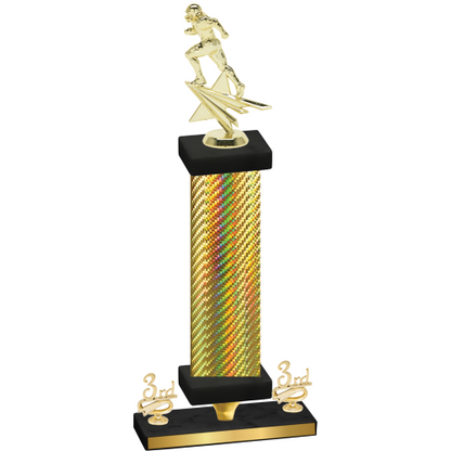 Premium Single Gold Carbon Fiber Third Place Football Trophy