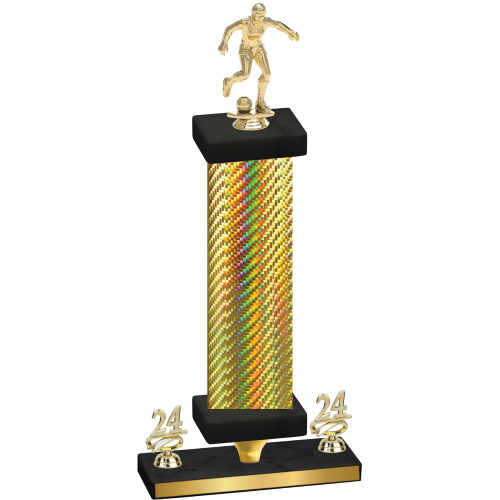 Premium Single Gold Carbon Fiber Year Soccer Trophy