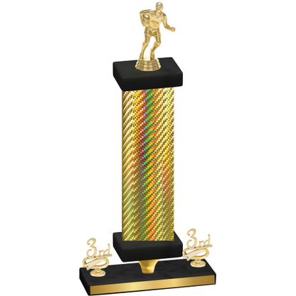 Premium Single Gold Carbon Fiber Third Place Rugby Trophy