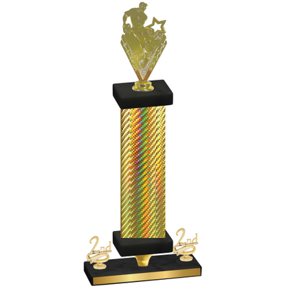Premium Single Gold Carbon Fiber Second Place Rugby Trophy