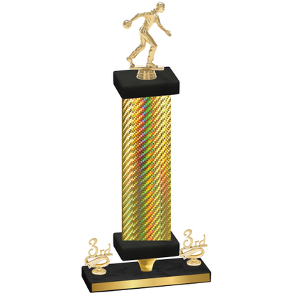 Premium Single Gold Carbon Fiber Third Place Bowling Trophy