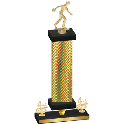 Premium Single Gold Carbon Fiber Fourth Place Bowling Trophy
