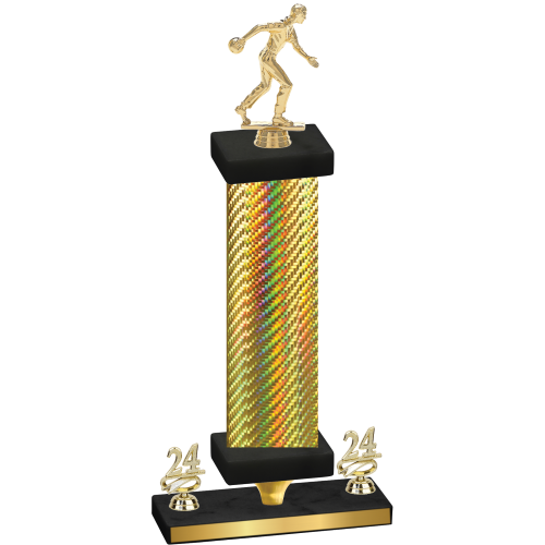 Premium Single Gold Carbon Fiber Year Bowling Trophy