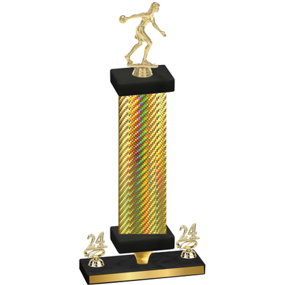 Premium Single Gold Carbon Fiber Year Bowling Trophy
