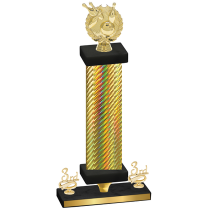 Premium Single Gold Carbon Fiber Third Place Bowling Trophy