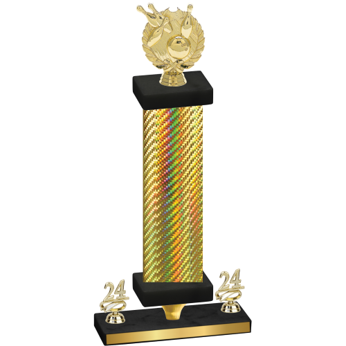Premium Single Gold Carbon Fiber Year Bowling Trophy