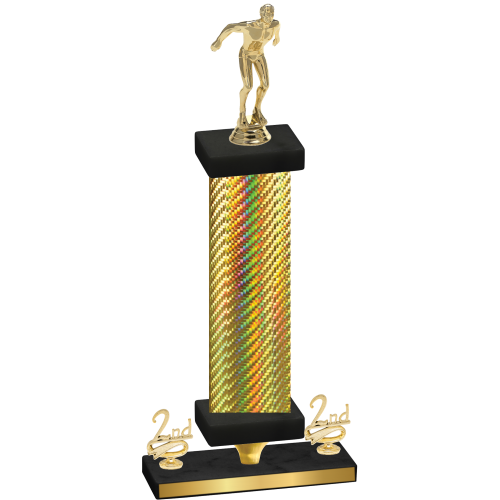 Premium Single Gold Carbon Fiber Second Place Swimming Trophy
