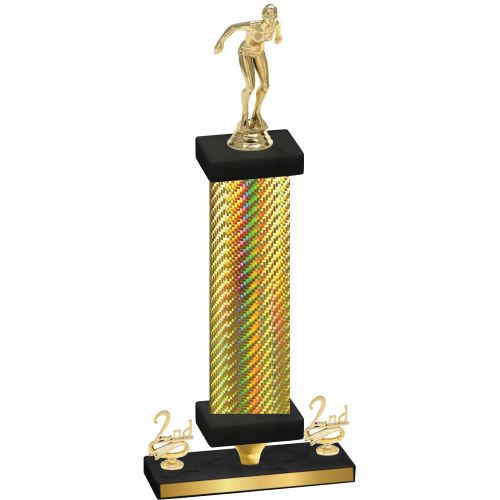 Premium Single Gold Carbon Fiber Second Place Tennis Trophy