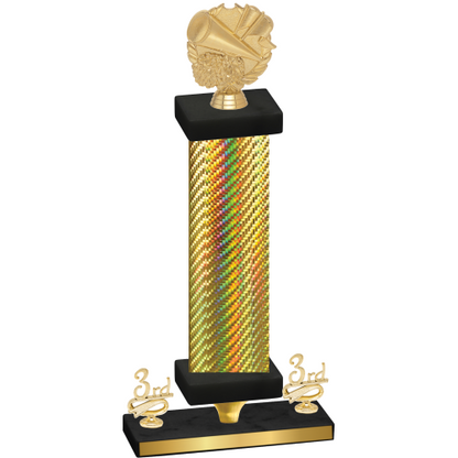 Premium Single Gold Carbon Fiber Third Place Cheerleading Trophy