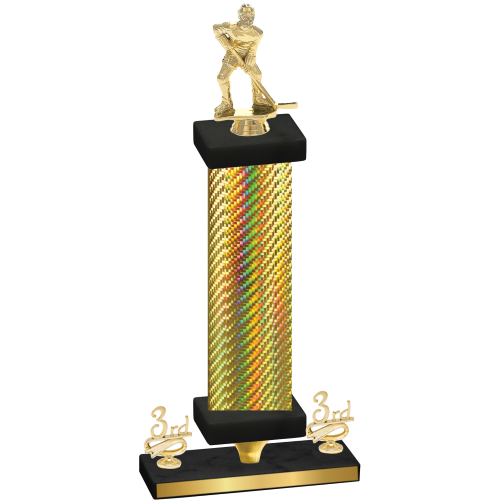 Premium Single Gold Carbon Fiber Third Place Hockey Trophy