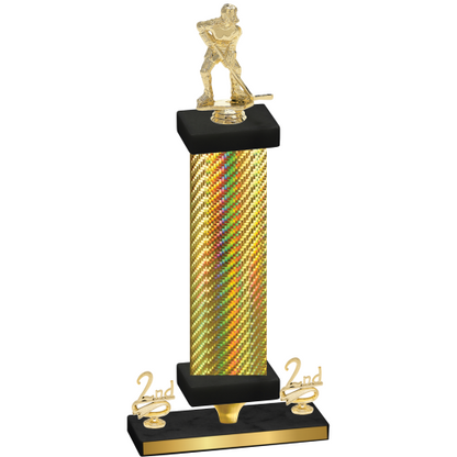 Premium Single Gold Carbon Fiber Second Place Hockey Trophy