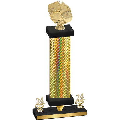 Premium Single Gold Carbon Fiber Year Basketball Trophy