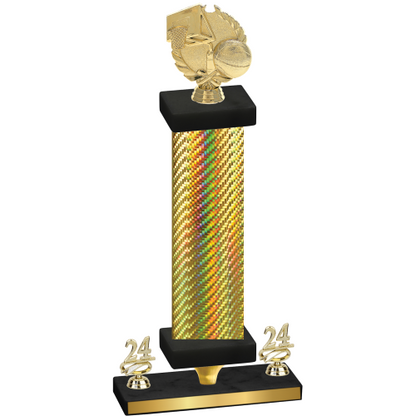 Premium Single Gold Carbon Fiber Year Basketball Trophy