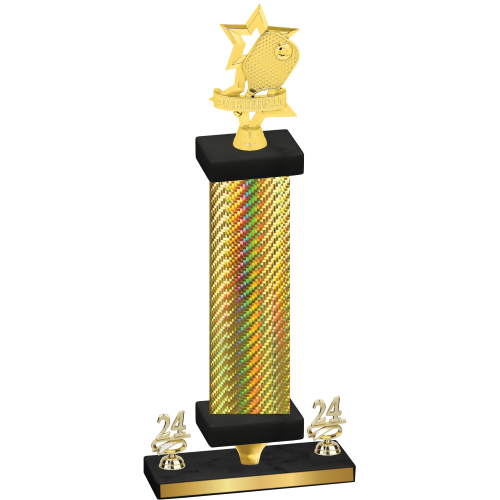 Premium Single Gold Carbon Fiber Year Pickleball Trophy