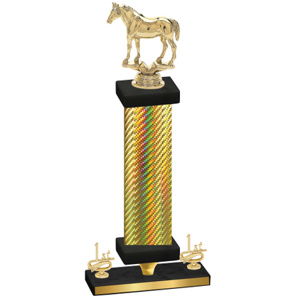 Premium Single Gold Carbon Fiber First Place Horses Trophy