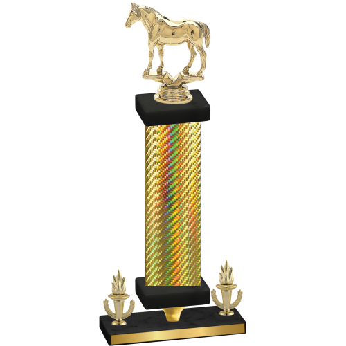 Premium Single Gold Carbon Fiber Victory Horses Trophy