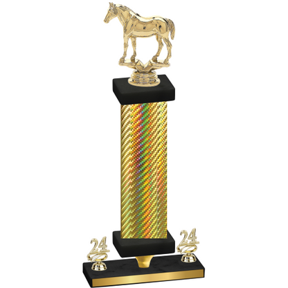Premium Single Gold Carbon Fiber Year Horses Trophy