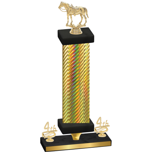 Premium Single Gold Carbon Fiber Fourth Place Horses Trophy