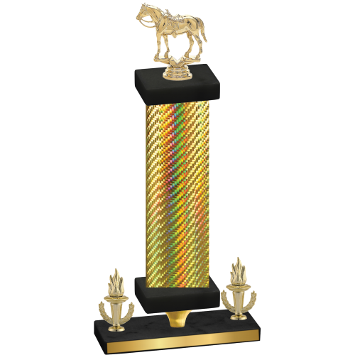 Premium Single Gold Carbon Fiber Victory Horses Trophy