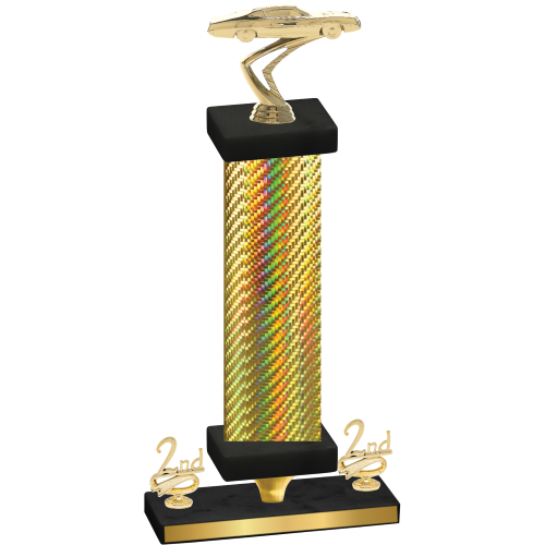 Premium Single Gold Carbon Fiber Second Place Cars Trophy