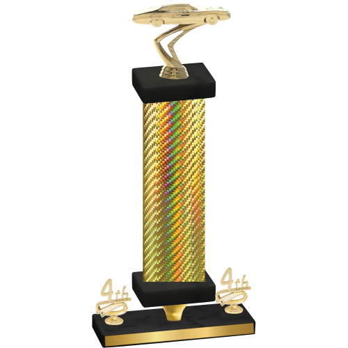 Premium Single Gold Carbon Fiber Fourth Place Cars Trophy