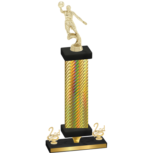 Premium Single Gold Carbon Fiber Second Place Basketball Trophy