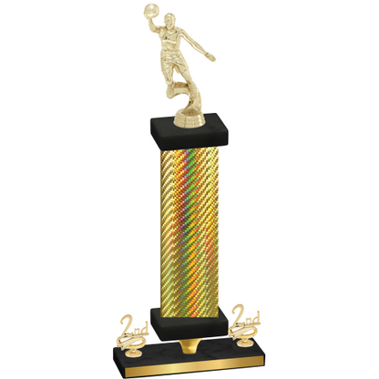 Premium Single Gold Carbon Fiber Second Place Basketball Trophy