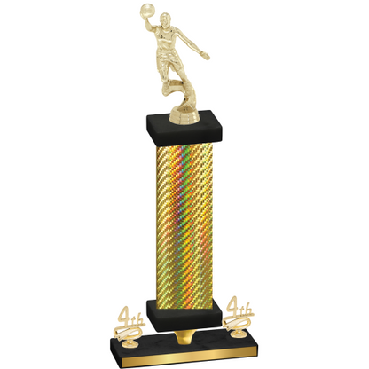 Premium Single Gold Carbon Fiber Fourth Place Basketball Trophy