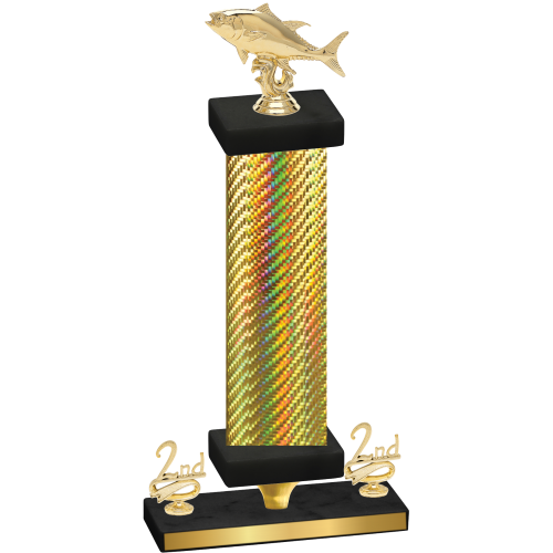 Premium Single Gold Carbon Fiber Second Place Fishing Trophy