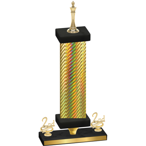 Premium Single Gold Carbon Fiber Second Place Chess Trophy