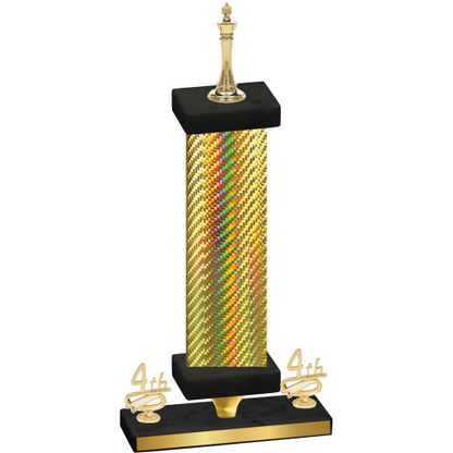 Premium Single Gold Carbon Fiber Fourth Place Chess Trophy