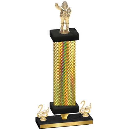 Premium Single Gold Carbon Fiber Second Place Holiday Trophy