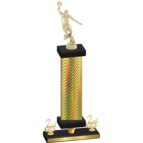 Premium Single Gold Carbon Fiber Second Place Basketball Trophy