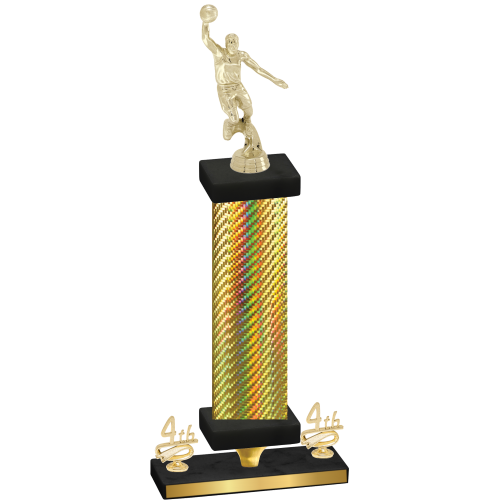 Premium Single Gold Carbon Fiber Fourth Place Basketball Trophy
