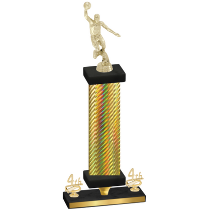 Premium Single Gold Carbon Fiber Fourth Place Basketball Trophy