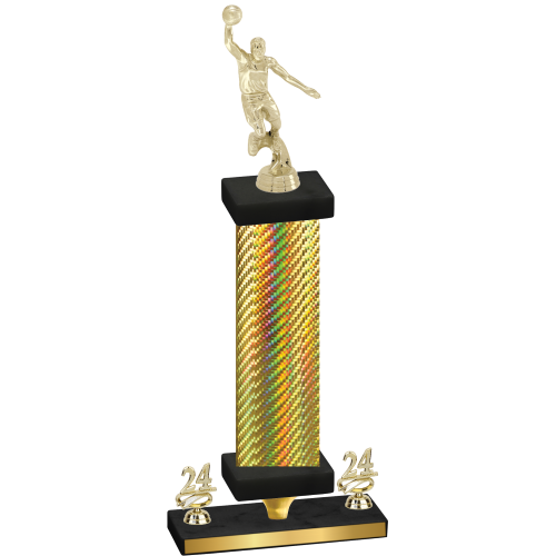 Premium Single Gold Carbon Fiber Year Basketball Trophy