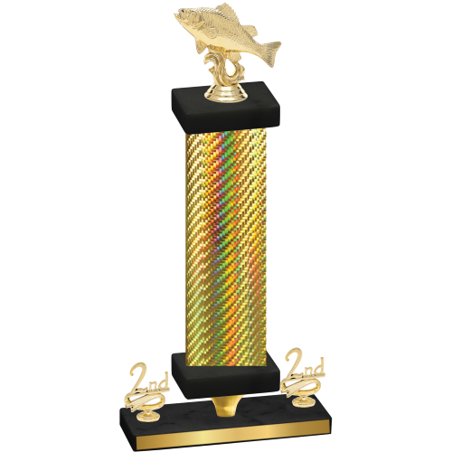 Premium Single Gold Carbon Fiber Second Place Fishing Trophy