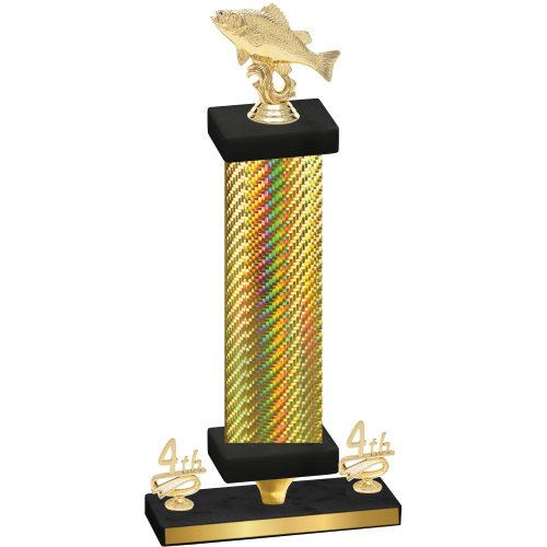 Premium Single Gold Carbon Fiber Fourth Place Fishing Trophy