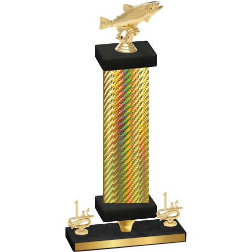 Premium Single Gold Carbon Fiber First Place Fishing Trophy