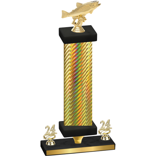 Premium Single Gold Carbon Fiber Year Fishing Trophy