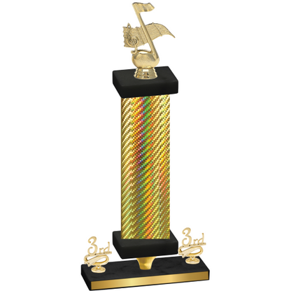 Premium Single Gold Carbon Fiber Third Place Music Trophy