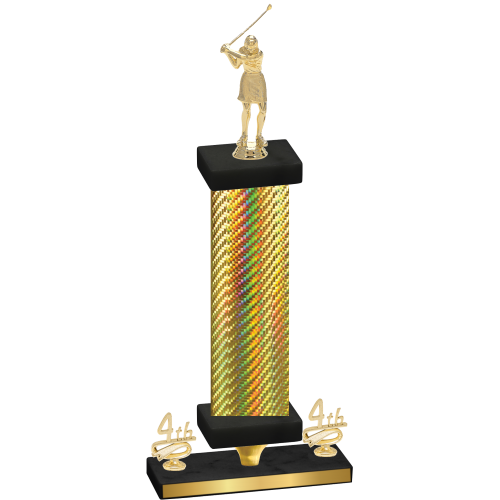 Premium Single Gold Carbon Fiber Fourth Place Golf Trophy