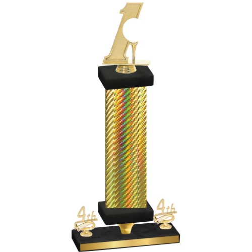Premium Single Gold Carbon Fiber Fourth Place Golf Trophy