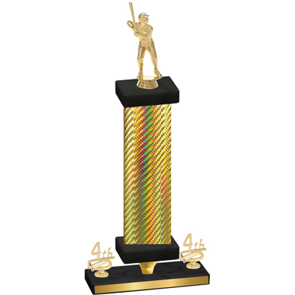 Premium Single Gold Carbon Fiber Fourth Place Baseball Trophy