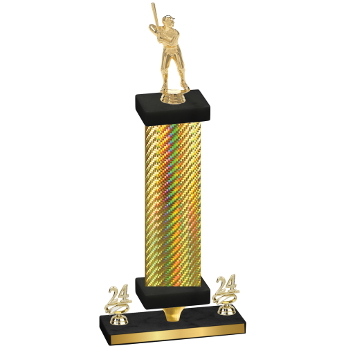 Premium Single Gold Carbon Fiber Year Baseball Trophy