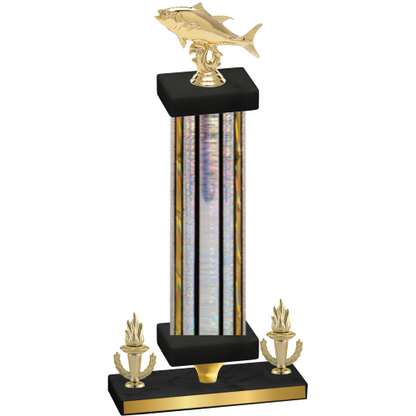 Premium Single Silver Glacier Victory Fishing Trophy