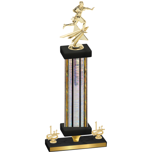 Premium Single Silver Glacier First Place Flag Football Trophy